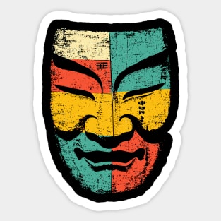 Retro Japanese Noh Mask Pop Art Face Sticker